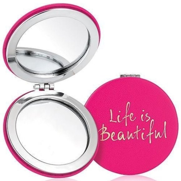 Lancome Paris Life is Beautiful Dual Magnifying Mirror with a Velvet Pouch NIB - Picture 1 of 3
